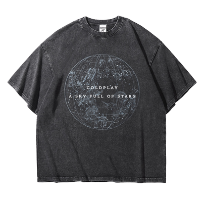 纯棉印花T恤宽松落肩版五分袖