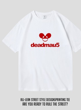 欧美摇滚印花纯棉短袖T恤圆领DJ电音DEADMAU5印花衣服男女宽松bf