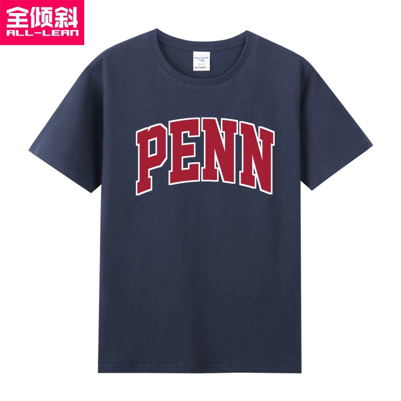 学院派美国美式宾夕法尼亚大学学霸印花周边纯棉短袖男女宽松T恤