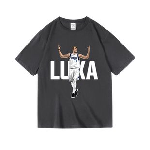 独行侠小牛队篮球运动训练东契奇周边印花衣服纯棉短半袖T恤男女