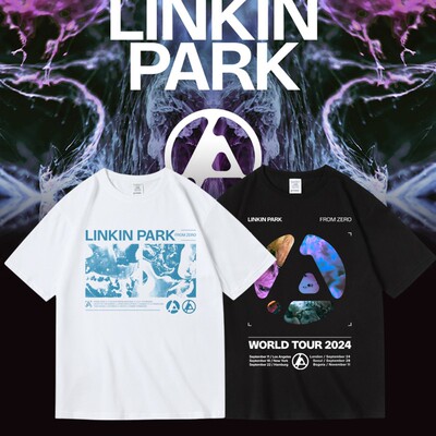 欧美摇滚linkinpark林肯公园周边2024巡演纯棉短半袖T恤男夏季