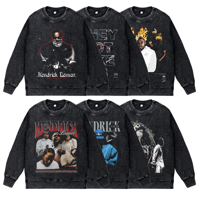 美式说唱嘻哈rapper水洗圆领卫衣Kendrick Lamar肯德里克拉马尔