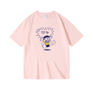 夏机器猫小叮当野比大雄周边印花衣服纯棉短袖半袖T恤男女中性款