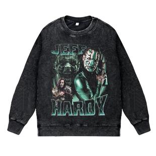 美式复古vintage高街WWE职业摔跤杰夫哈迪鬼面战士圆领套头卫衣男