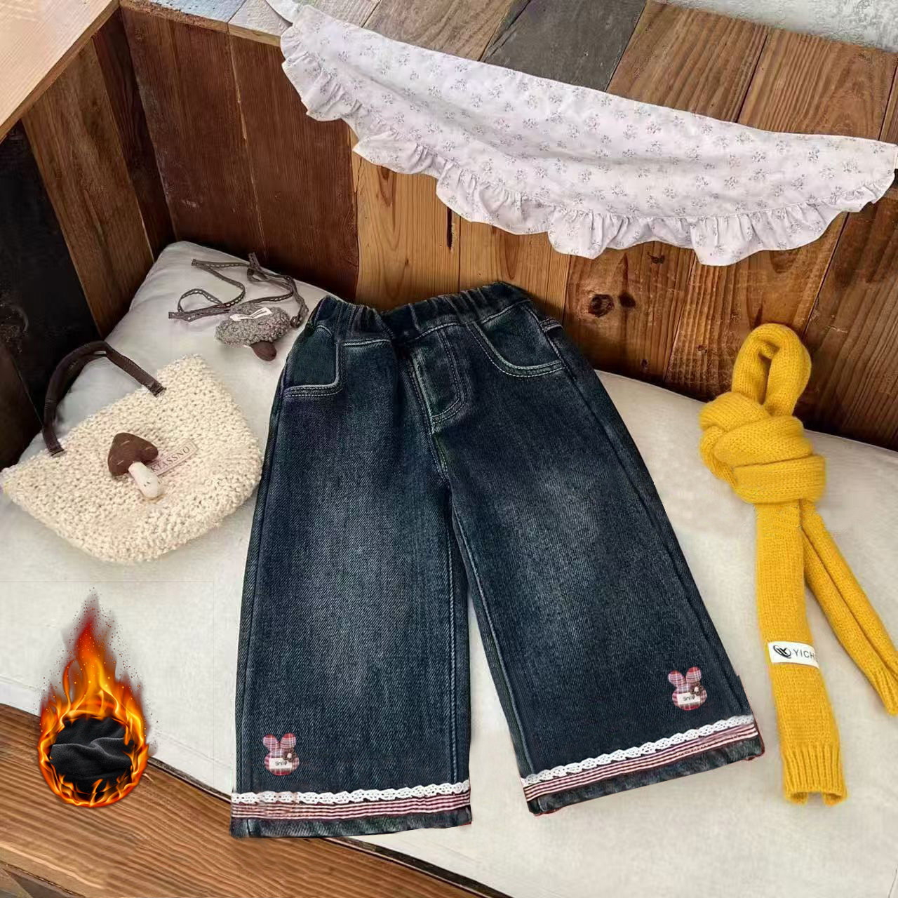 女童加绒牛仔裤一体绒阔腿裤宝宝秋冬2025新款加厚裤子冬装外穿,童装/婴儿装/亲子装,儿童牛仔裤,淘宝优惠券,粉丝福利购,淘宝优惠卷