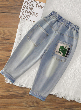 儿童春秋装牛仔裤2025新款洋气小男孩卡通休闲裤子潮儿炸街长裤