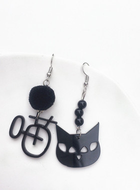 原创暗黑风萌系猫咪项链耳环