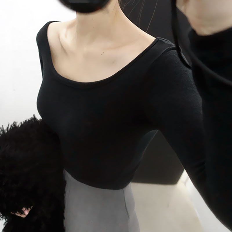 ÇﶬµÍÁì´òµ×ÉÀÅ®½ôÉí´¿ÃÞË«UÁ쳤ÐäTÐô´¿É«Íâ´©ÏÔÊÝÐÞÉí¶±³ÉÏÒÂ