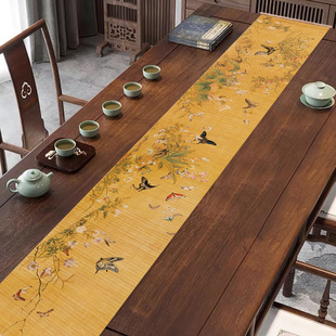 新中式手工竹丝精编中国风禅意茶席便携式茶垫桌旗茶帘茶道干泡席