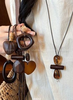 新中式镂空水滴长款项链女高级感轻奢复古毛衣链简约百搭挂脖配饰