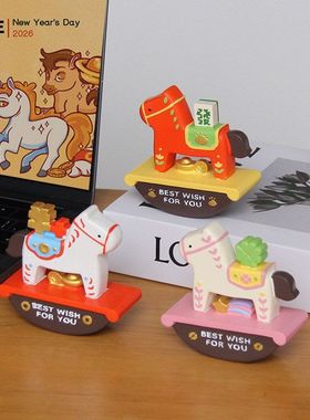 马上加薪马年吉祥物摆件桌面治愈解压摇摇马不倒翁生肖马文创礼品