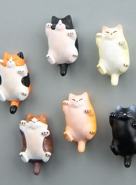 树脂温暖系列日本萌肥猫咪卡通立体磁扣冰箱贴吸磁贴手机壳素材
