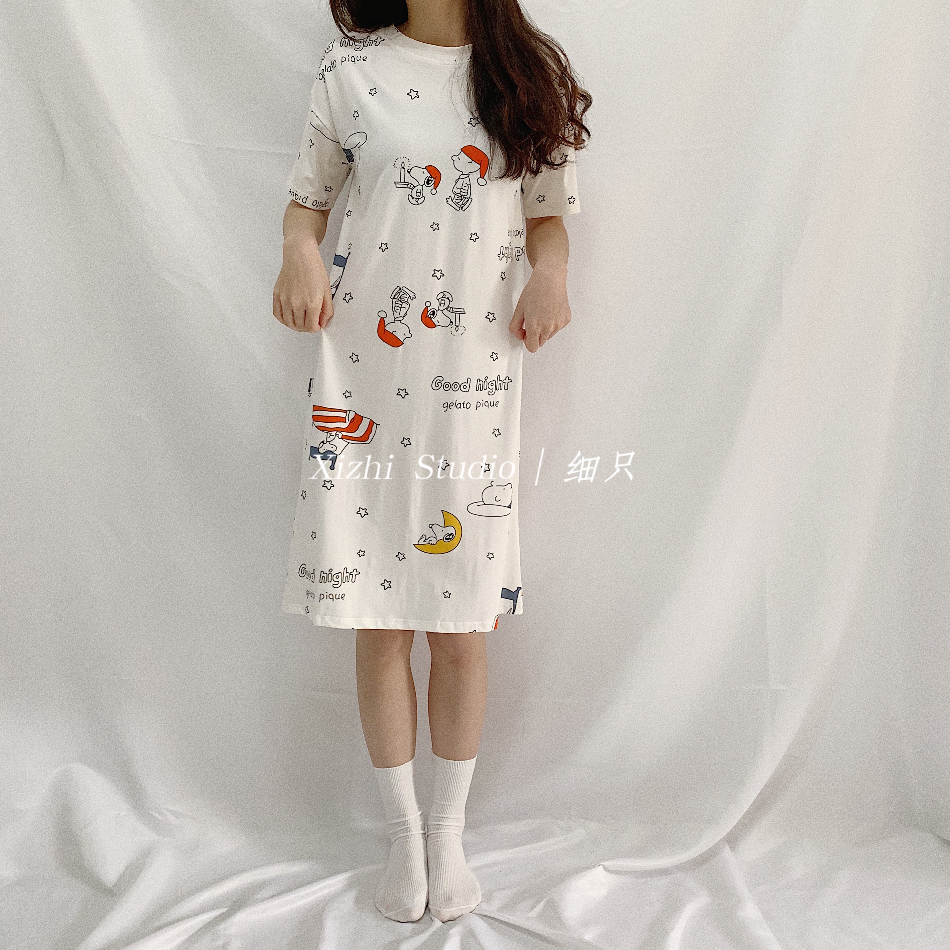 日系韩风史努比星星睡裙女夏季薄款卡通可爱短袖纯棉睡衣家居服|msdalam kategori Pakaian Dalam/seluar dalam lelaki/tracksuit, baju tidur - dari Buy2taobao.com untuk memberikan perkhidmatan ejen Taobao profesional membeli
