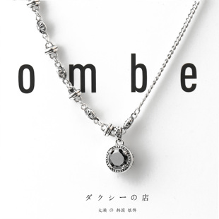 韩国东大门s925纯银黑色十字架项链复古欧美ab链2022新款个性银饰