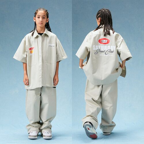 儿童街舞演出服套装酷帅嘻哈hiphop男童街舞潮服宽松衬衫童装