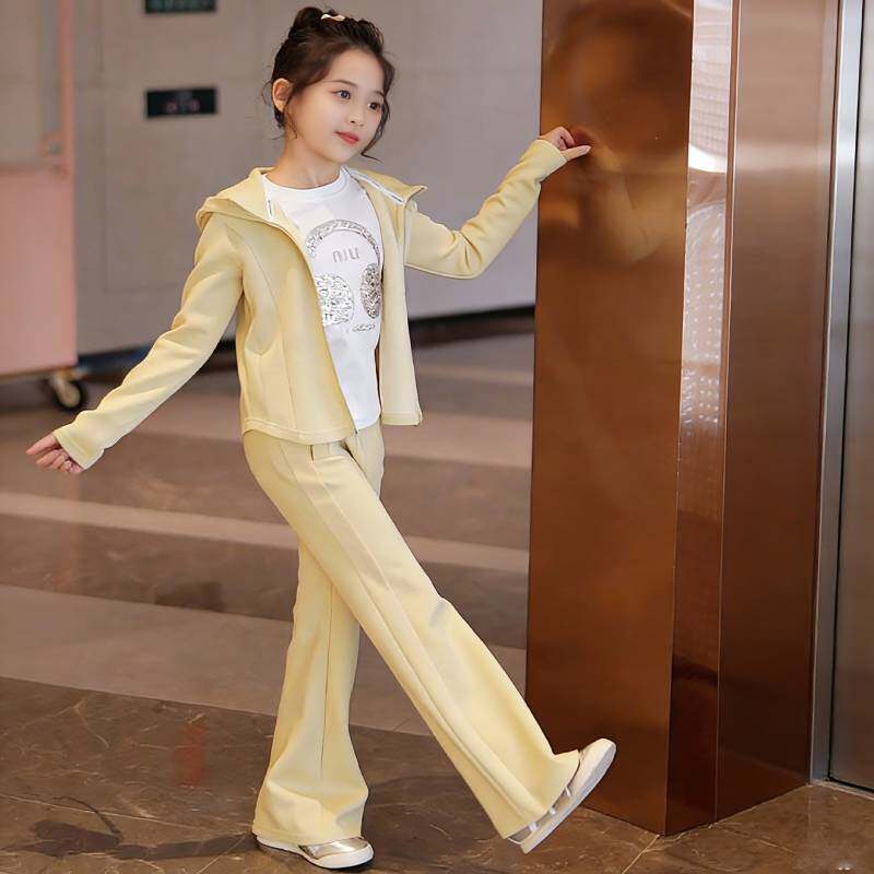 儿童套装女童休闲两件套春季2026新款韩版洋气小女孩连帽外套长裤