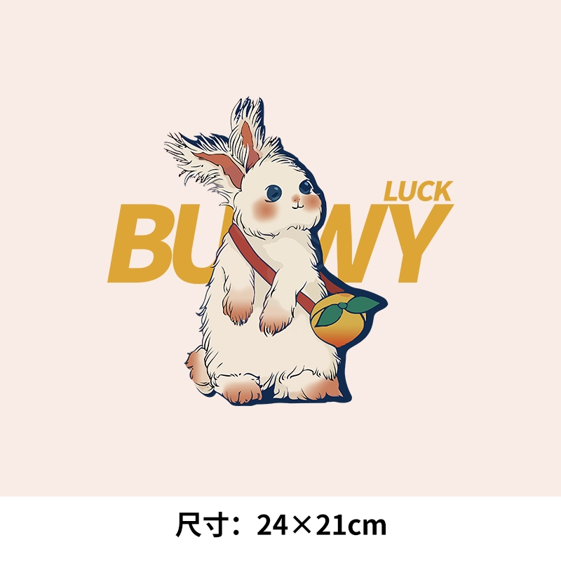 卡通兔子潮牌新款热转印白墨烫画