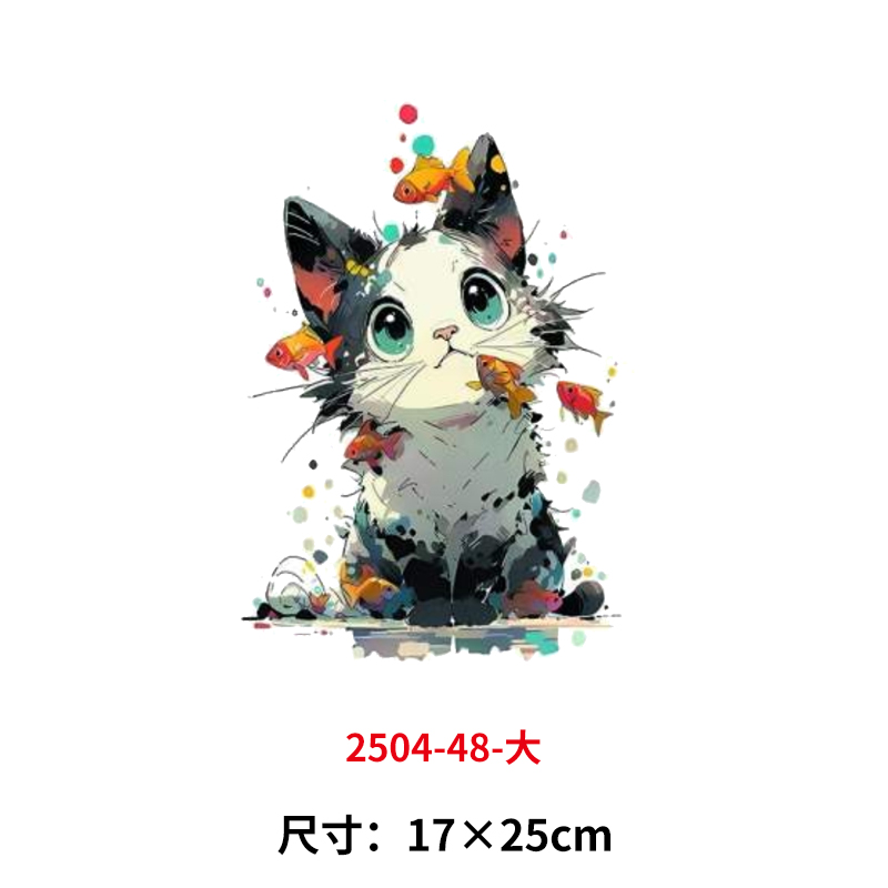 卡通图案小猫咪烫画印花贴新款DIY热转印电熨斗白墨烫画印衣服