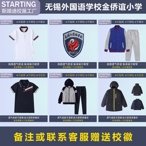 无锡高新区金桥外国语学校学生校服校徽金侨谊小学短袖T恤衫订购