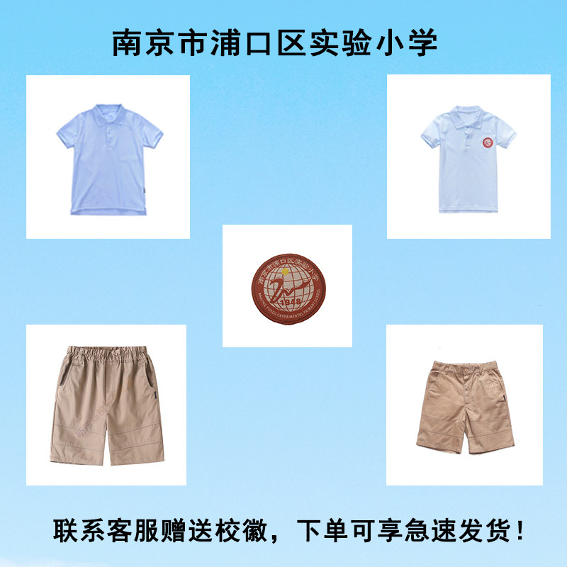 南京市浦口实验小学校服套装校徽 幼儿园园服夏款短袖英伦短裤