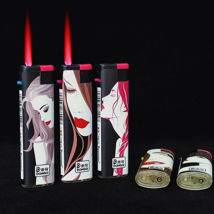 创意一次性塑料高品质包画防风打火机美女款小型超市便利店热卖款