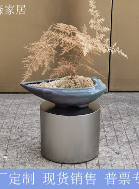 磨砂喷砂银色圆形展示柱立柱
