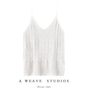 太哇塞啦 时髦细肩带羊绒吊带针织背心V领秋冬保暖修身