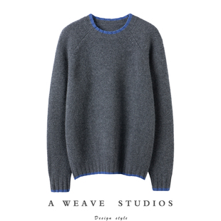 呀太好穿了 宽松秋冬 加厚假两件圆领纯羊绒毛衣女100%纯山羊绒衫