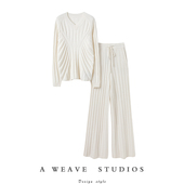 子女直筒裤 赞 两件套 女套装 纯羊绒裤 难得一见 加厚V领羊绒衫