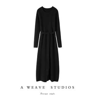 加厚纯羊绒过膝长裙女气质毛衣连衣裙 长款 一眼看中 品味BI入
