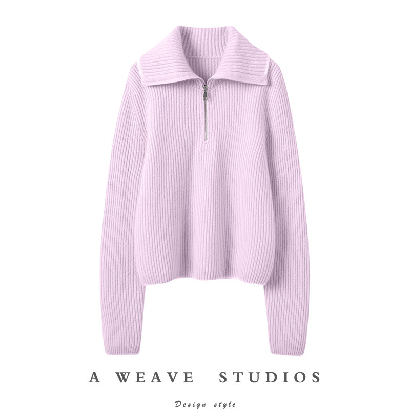 喜欢无需掩饰~秋冬半拉链大翻领羊绒衫女加厚宽松针织羊绒毛衣,女装/女士精品,羊绒衫,淘宝优惠券,粉丝福利购,淘宝优惠卷