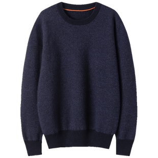 魅力精彩~气质男士圆领羊绒衫加厚套头纯羊绒毛衣针织衫提花宽松