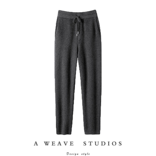 舒适 冬季 100纯山羊绒男裤 长裤 外穿休闲简约纯色运动裤 上身足够