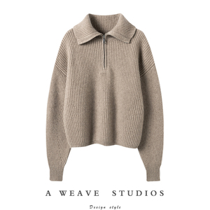 精致且有型！重磅纯羊绒毛衣女慵懒风水手领羊绒针织衫秋冬