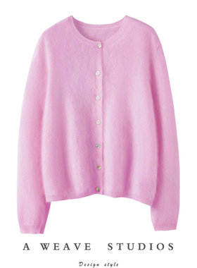 气质美感~100%山羊绒拉绒小香风女士外套baby软糯ding级拉毛开衫