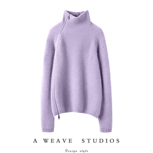 侧拉链100%纯山羊绒针织开衫 男女同款 24秋冬 优雅 漫不经心