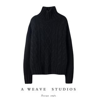 冬凤凰半高领羊绒衫女100纯山羊绒加厚宽松秋冬新款针织