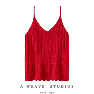 穿上心会柔软~时髦细肩带纯羊绒吊带女针织背心V领保暖修身