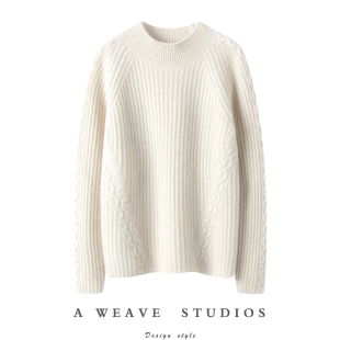 由内而外的精致~加厚羊绒衫女100纯山羊绒半高领宽松纯羊绒毛衣