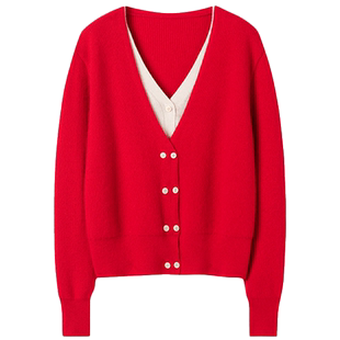 喜欢的直跺脚！双V领纯山羊绒开衫女纯羊绒毛衣针织开衫外套秋冬