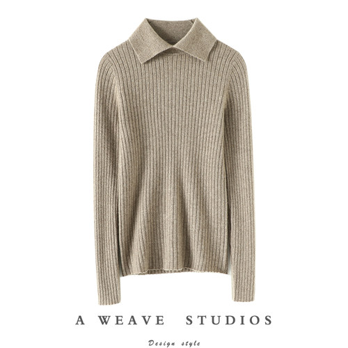 明星同款翻领针织羊绒衫