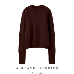 加厚新款 棕色系天花板 100%纯山羊绒毛衣女圆领套头山羊绒衫