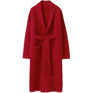 气质女神范~2024新款美拉德羊绒大衣开衫纯山羊绒中长款里外一样