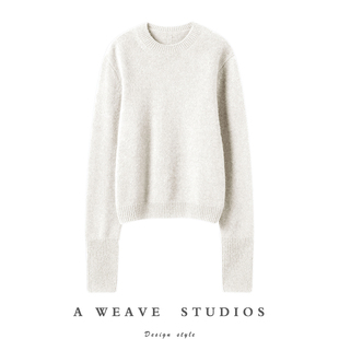 加厚新款 Chao嗲 纯羊绒毛衣女圆领山羊绒衫 气质白色 那一件