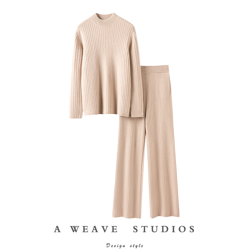 万千的喜爱!加厚100%纯山羊绒衫女半高领纯羊绒毛衣羊绒裤子套装