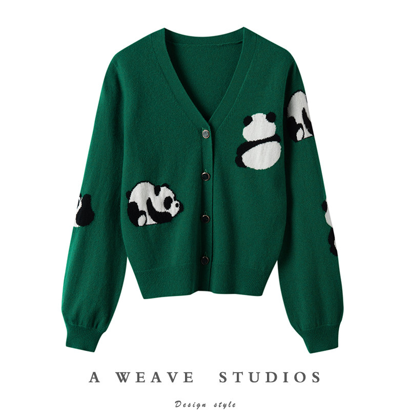 好喜欢萌翻了~100%纯山羊绒开衫女短款针织保暖百搭毛衣小熊猫,女装/女士精品,羊绒衫,淘宝优惠券,粉丝福利购,淘宝优惠卷