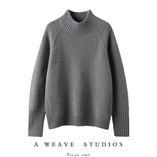 落落大方！100%纯山羊绒衫女半高领宽松羊绒打底衫针织毛衣