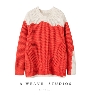 软糯显白毛衣 女秋冬款 灿若朝阳 百分百纯羊绒锦鲤拼色套头针织衫