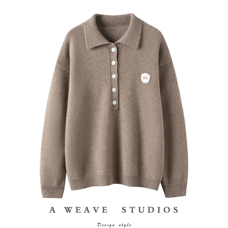 落落大方的轻龄感！POLO领羊绒衫女100纯羊绒可爱小羊刺绣毛衣,女装/女士精品,羊绒衫,淘宝优惠券,粉丝福利购,淘宝优惠卷