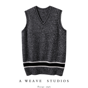 爆炸程度好看 女毛衣V领马甲加厚 V领花灰羊绒坎肩背心纯羊绒衫